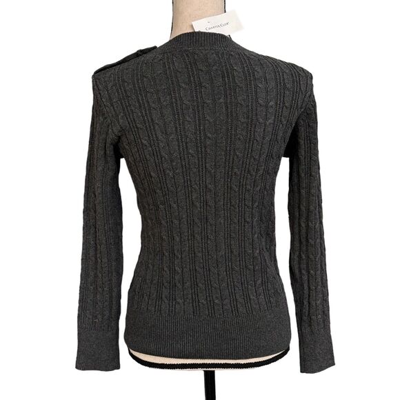 Charter Club Small Sweater Cable Knit Stretch Long Sleeve Pullover Crew Neck New - Picture 4 of 8